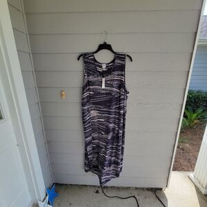 Nic + Zoe Sleeveless Navy and Tan Patterned Dress 2X NWT